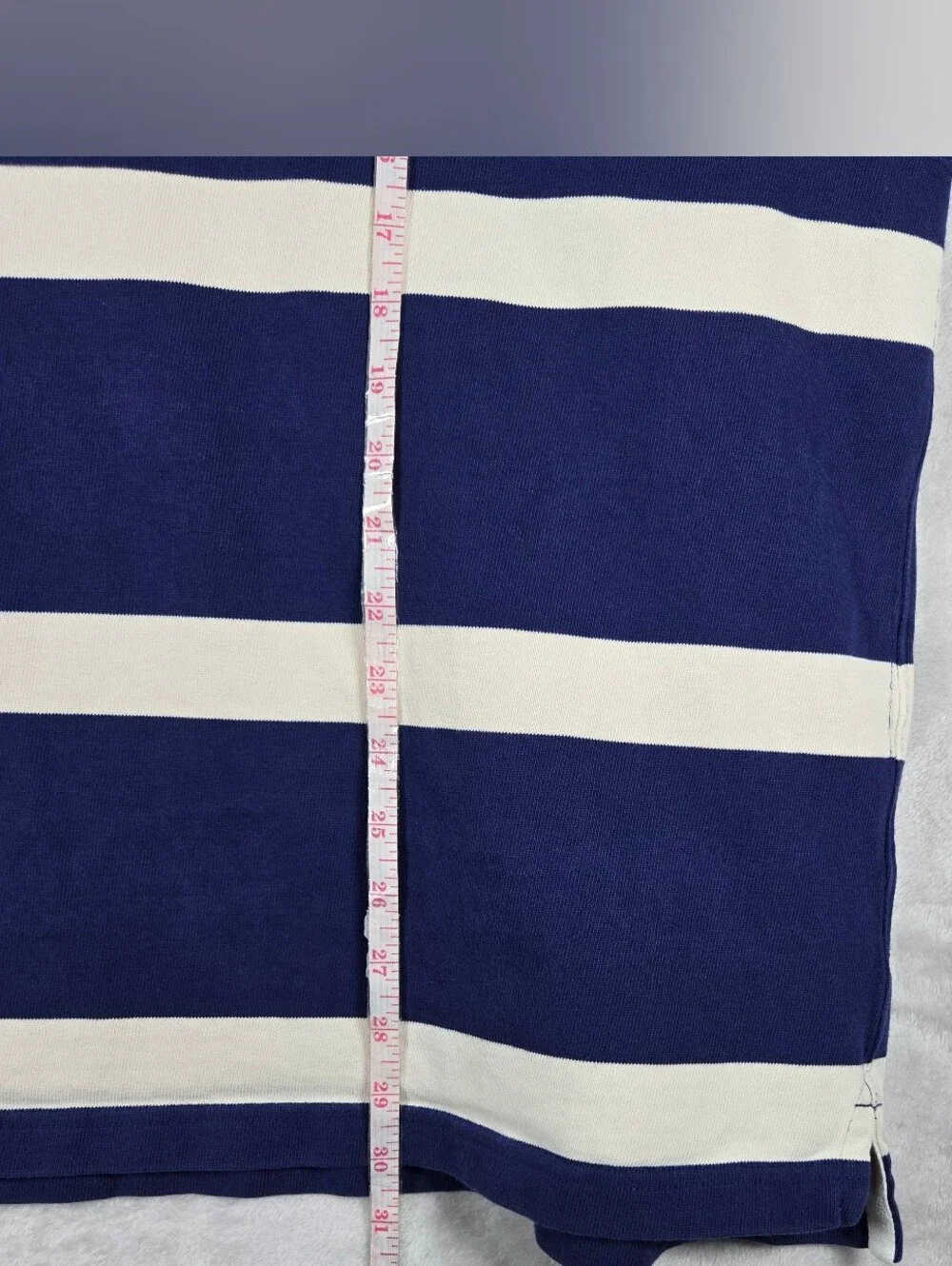 J. Crew Mens Rugby Polo In Stripe Blue White Size XL Long Sleeve Elbow Pads